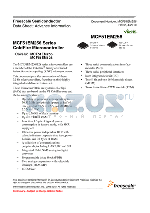 MCF51EM256 datasheet - ColdFire Microcontroller