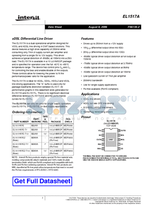 EL1517AIYE-T13 datasheet - xDSL Differential Line Driver