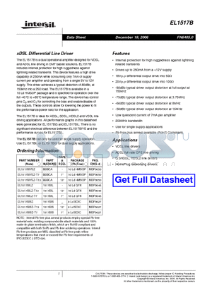 EL1517BILZ-T13 datasheet - xDSL Differential Line Driver