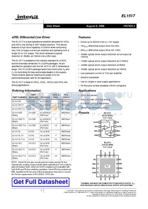 EL1517IS-T7 datasheet - xDSL Differential Line Driver