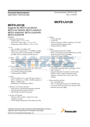 MCF51JU32VFM datasheet - MCF51JU128