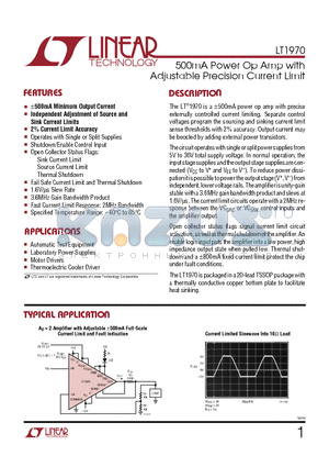 LT1970CFE datasheet - 500mA Power Op Amp with Adjustable Precision Current Limit