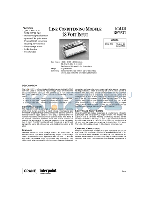 LCM-120ES datasheet - LINE CONDITIONING MODULE 28 VOLT INPUT