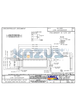 LCM-S24064GSR datasheet - 240x64 DOT MATRIX GRAPHIC MODULE