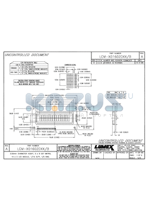 LCM-X01602DXX-B datasheet - 5.56mm CHARACTER HEIGHT, 5x8 DOT MATRIX, 16x2 LCD MODULE