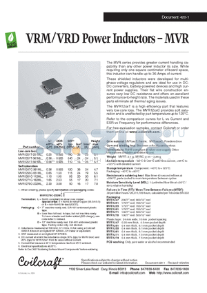 MVR1255C-651ML datasheet - VRM/ VRD Power Inductors