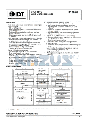 IDTRC5000-250BS datasheet - MULTI-ISSUE 64-BIT MICROPROCESSOR