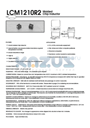 LCM1210R2 datasheet - Molded Chip Inductor