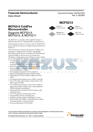 MCF5212LCVM80 datasheet - ColdFire Microcontroller