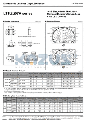 LT1ED67A datasheet - 1616 Size, 0.8mm Thickness, Compact Dichromatic Leadless Chip LED Devices