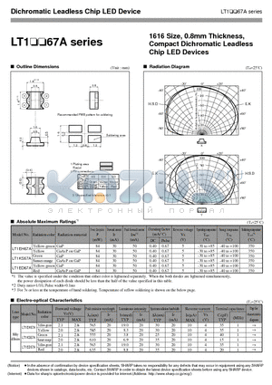 LT1EH67A datasheet - 1616 Size, 0.8mm Thickness, Compact Dichromatic Leadless Chip LED Devices