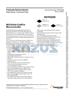 MCF52252AF80 datasheet - ColdFire Microcontroller