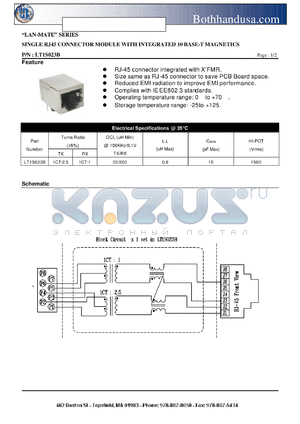 LT1S023B datasheet - SINGLE RJ45 CONNECTOR MODULE WITH INTEGRATED 10 BASE-T MAGNETICS