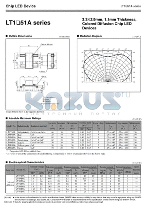 LT1S51A datasheet - 3.3X2.9mm, 1.1mm Thickness, Colored Diffusion Chip LED Devices