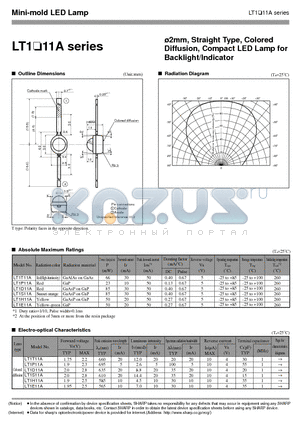 LT1T11A datasheet - 2mm, Straight Type, Colored Diffusion, Compact LED Lamp for Backlight/Indicator