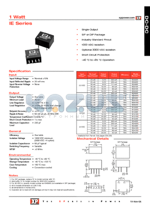 IE1209S datasheet - DC-DC Power Supplies