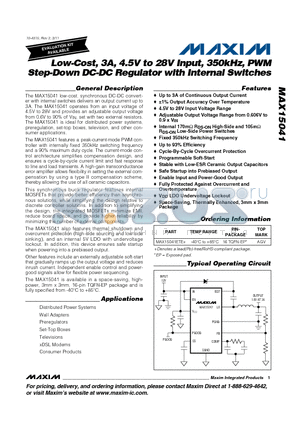 MAX15041_11 datasheet - Low-Cost, 3A, 4.5V to 28V Input, 350kHz, PWM Step-Down DC-DC Regulator with Internal