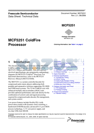 MCF5251 datasheet - ColdFire Processor