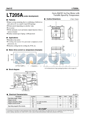 LT205A datasheet - GaAs Hall IC for Fan Motor with Variable Speed by Temperature