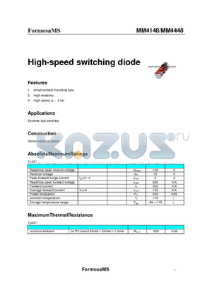 MM4148 datasheet - High-speed switching diode