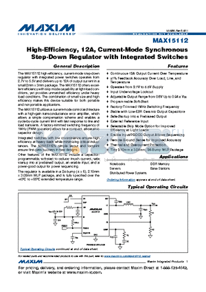 MAX15112EWG datasheet - High-Efficiency, 12A, Current-Mode Synchronous Step-Down Regulator with Integrated Switches