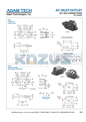 IEC-D-S2-150 datasheet - AC INLET/OUTLET IEC 320 CONNECTORS