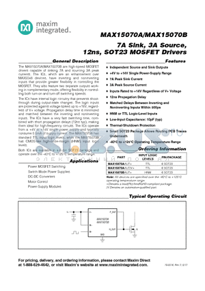 MAX15070A_13 datasheet - 7A Sink, 3A Source, 12ns, SOT23 MOSFET Drivers