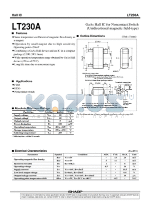 LT230A datasheet - GaAs Hall IC for Noncontact Switch (Unidirestional magnetic field-type)