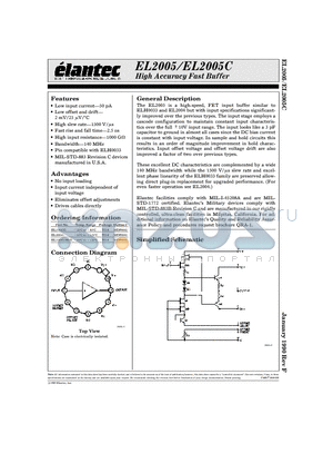 EL2005G datasheet - High Accuracy Fast Buffer