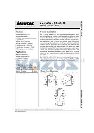 EL2003CN datasheet - 100MHz Video Line Driver