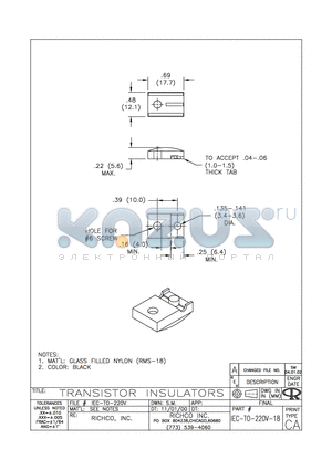 IEC-TO-220V-18 datasheet - TEANSISTOR INSULATORS