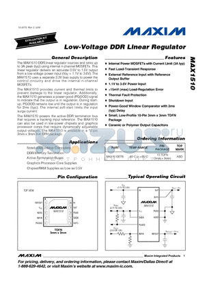 MAX1510ETB datasheet - Low-Voltage DDR Linear Regulator