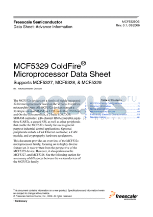 MCF5329DS datasheet - MCF5329 ColdFire Microprocessor Data Sheet