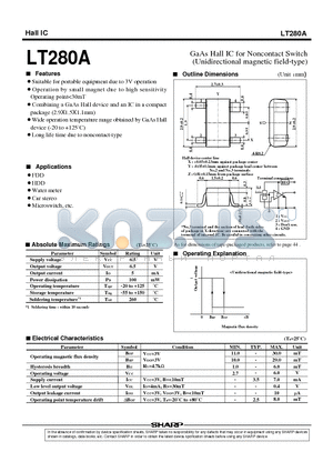 LT280A datasheet - GaAs Hall IC for Noncontact Switch(Unidirectional magnetic field-type)