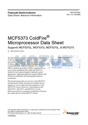 MCF5373LCVM240 datasheet - Microprocessor Data Sheet