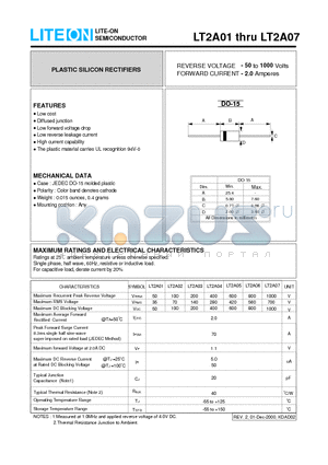 LT2A03 datasheet - PLASTIC SILICON RECTIFIERS