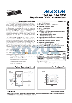 MAX1556 datasheet - 16lA IQ, 1.2A PWM Step-Down DC-DC Converters