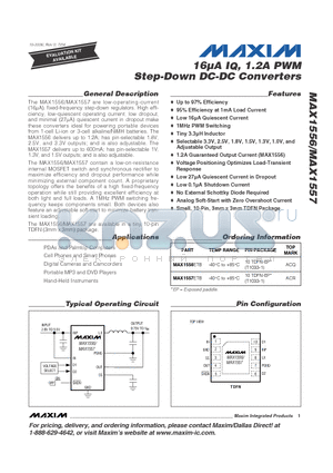 MAX1556ETB datasheet - 16lA IQ, 1.2A PWM Step-Down DC-DC Converters