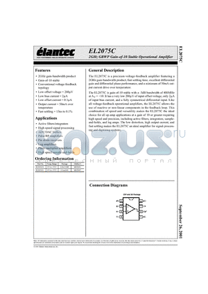 EL2075CS datasheet - 2GHz GBWP Gain-of-10 Stable Operational Amplifier