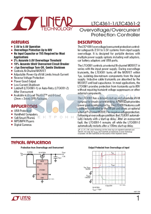 LT3008 datasheet - Overvoltage/Overcurrent Protection Controller