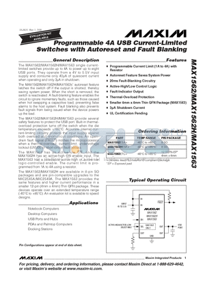 MAX1562H datasheet - Programmable 4A USB Current-Limited Switches with Autoreset and Fault Blanking