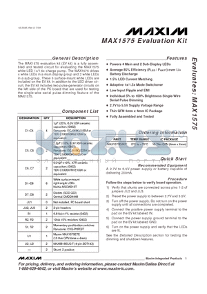 MAX1575 datasheet - MAX1575 Evaluation Kit