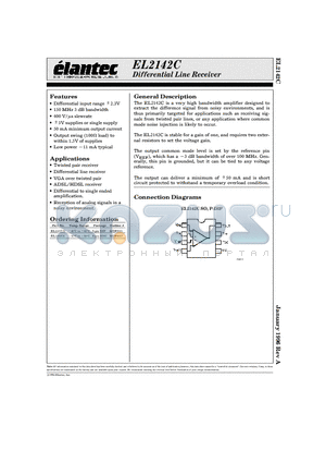 EL2142C datasheet - Differential Line Receiver