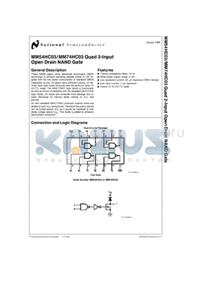 MM54HC03 datasheet - Open Drain NAND Gate