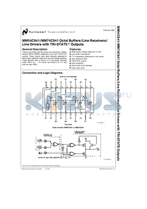 MM54C941N datasheet - Octal Buffers/Line Receivers/ Line Drivers with TRI-STATE Outputs