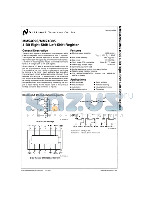 MM54C95 datasheet - 4-Bit Right-Shift Left-Shift Register