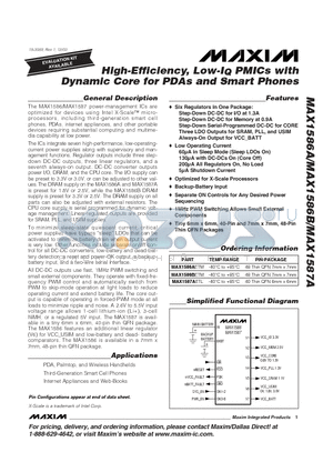 MAX1587 datasheet - High-Efficiency, Low-IQ PMICs with Dynamic Core for PDAs and Smart Phones