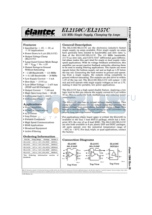 EL2150CS datasheet - 125 MHz Single Supply, Clamping Op Amps