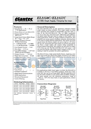 EL2150CW datasheet - 125 MHz Single Supply, Clamping Op Amps