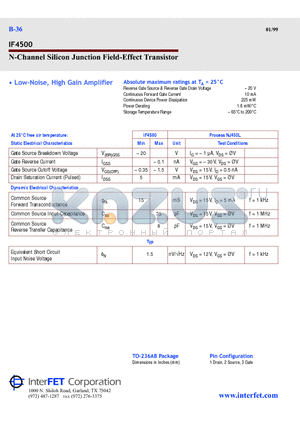 IF4500 datasheet - N-Channel Silicon Junction Field-Effect Transistor